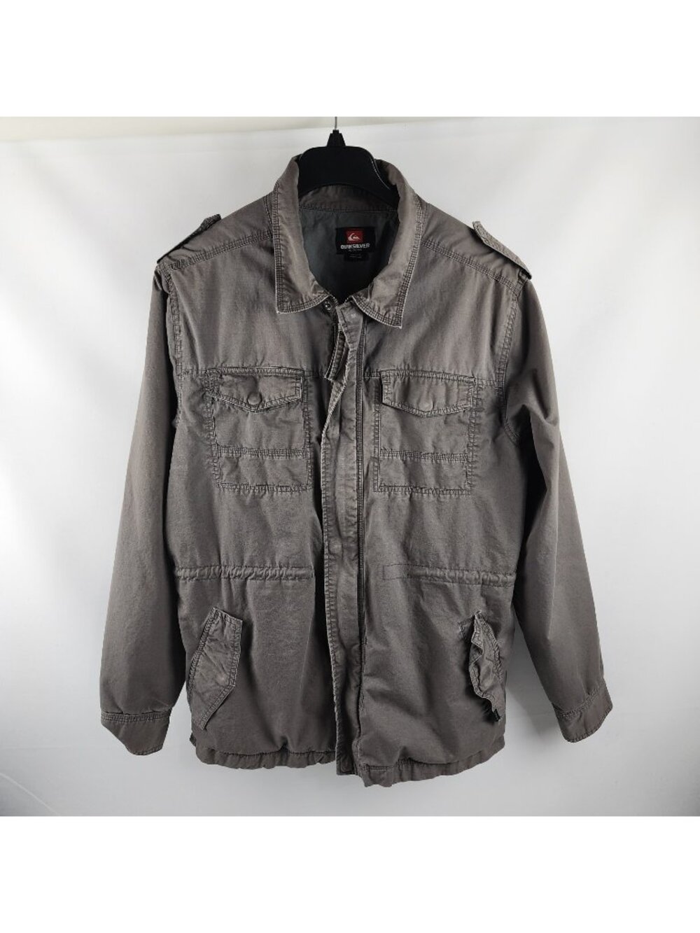 Quicksilver Jacket Mens XL Brown Utility Military Full Zip Double Chest Flap Y2K